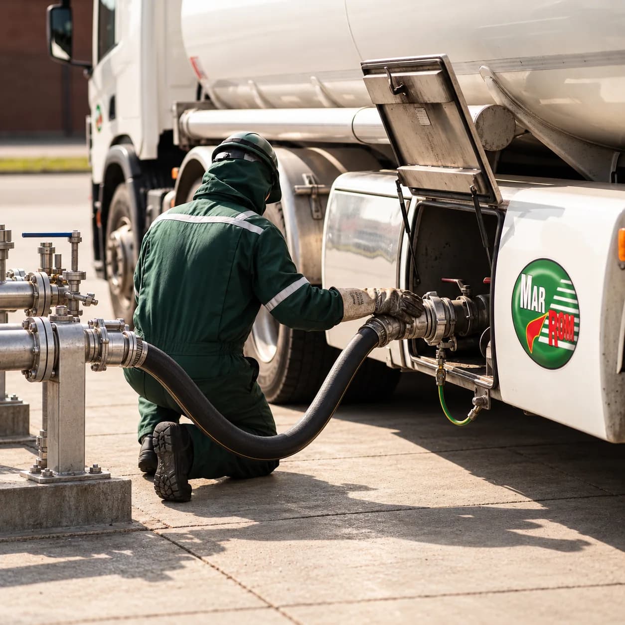 Operator przy naziemnym stanowisku przeładunku autocysterny LPG